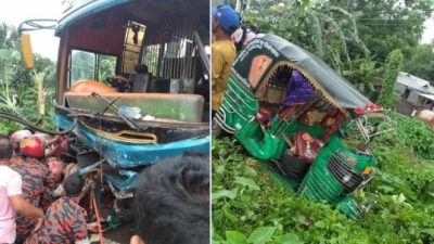 তারাকান্দায় বাস-পিকআপ-অটোরিকশা সংঘর্ষে নিহত ৩, আহত অন্তত ২৫