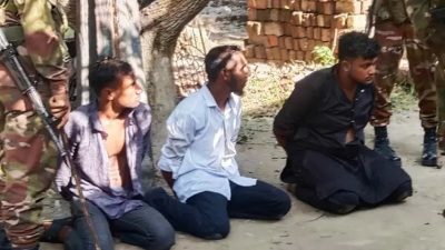 চাঁদাবাজির করতে যেয়ে সেনাবাহিনীর হাতে তিন সমন্বয়ক আটক